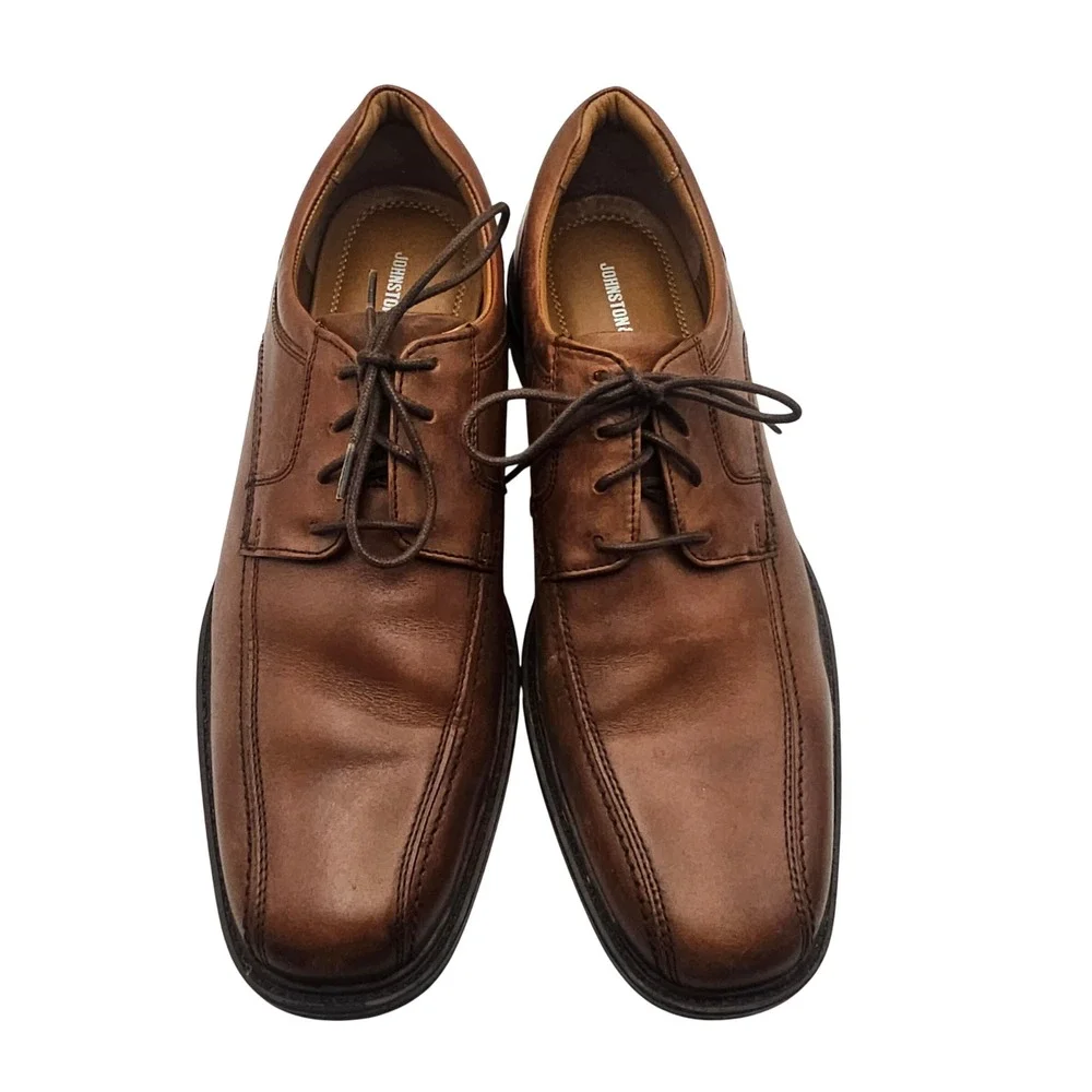 Johnston & Murphy Tabor Run Off Lace Up 11 Tan Calfskin Leather Business Classic